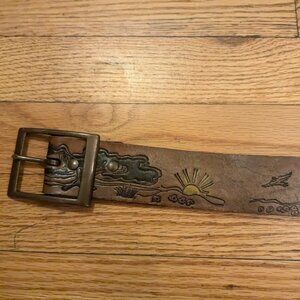 Vintage Tooled Leather Belt